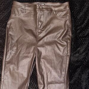 Metallic Brown Faux Leather Pants
